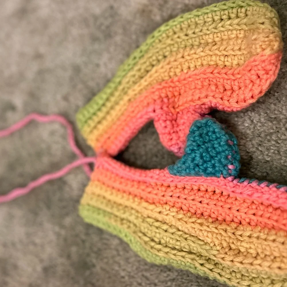 Handmade Rainbow Crochet Kids Mittens 🌈🧤